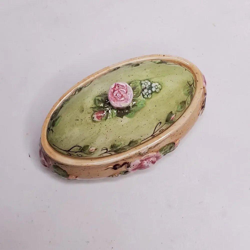 Vintage 2004 Brownlow Rosa Bella Trinket Box by Bonnie Griffin 8x3x3 Inch